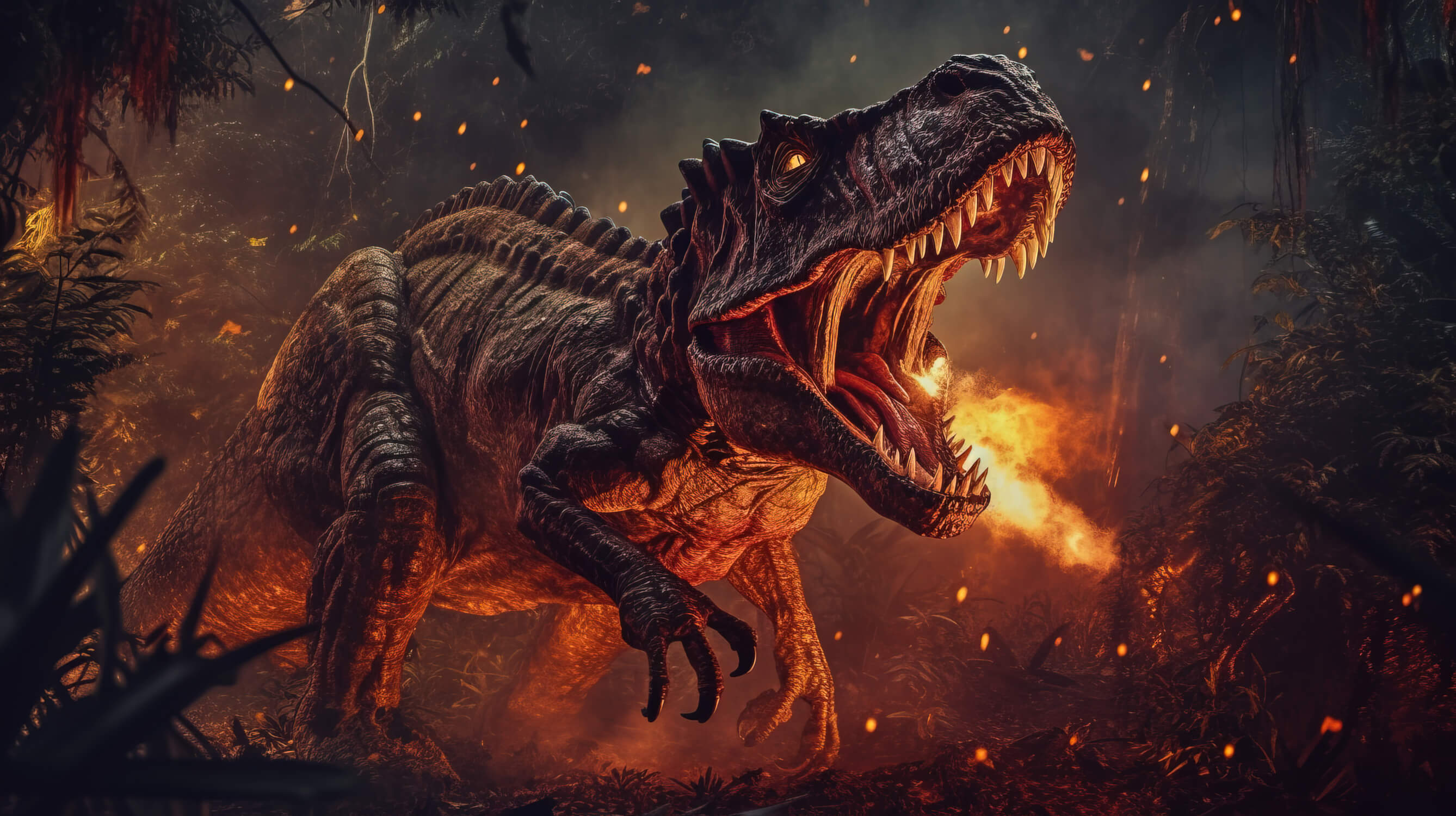 Dinosaur T-Rex Fire Wallpaper | Murals Wallpaper