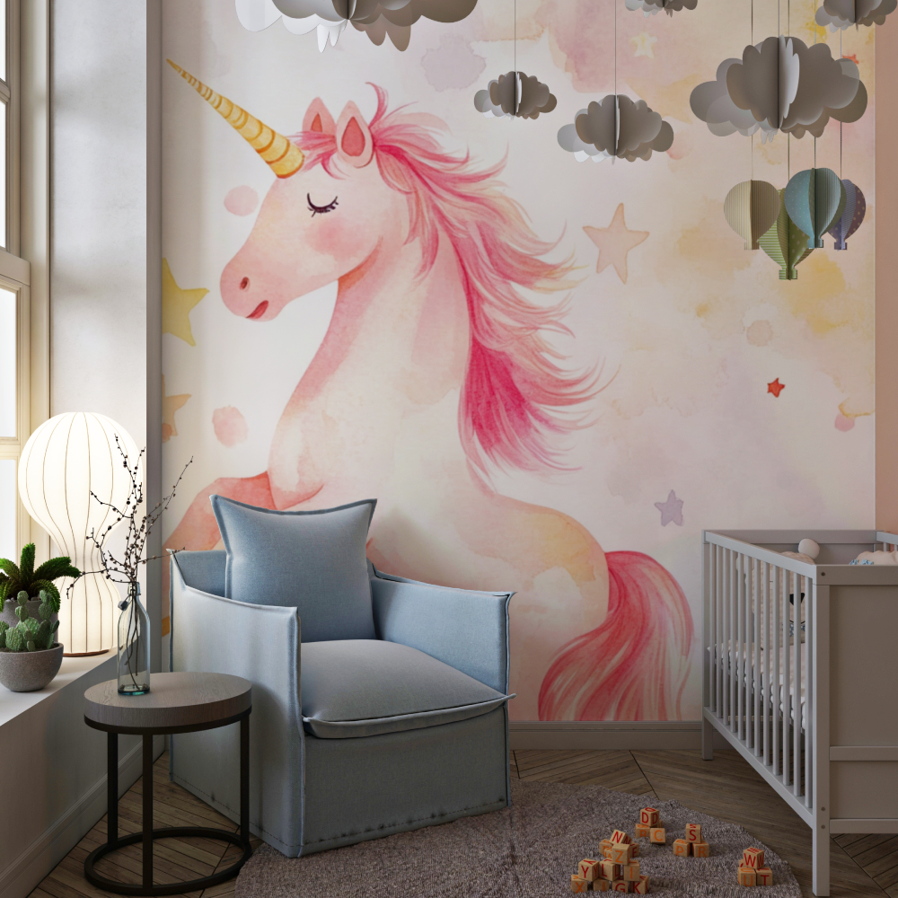 Solar Yellow Unicorn Wallpaper Poster | Murals Wallpaper