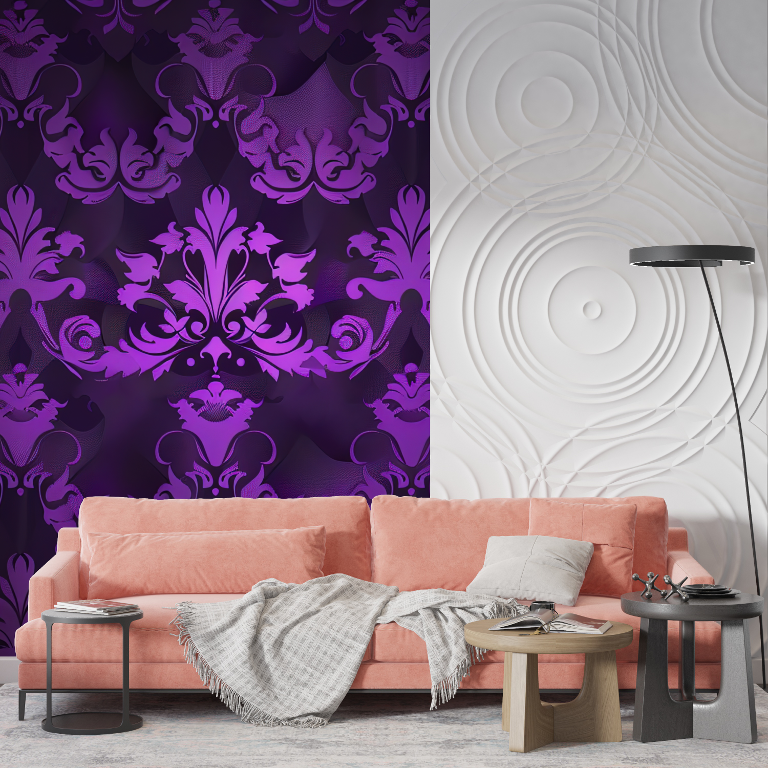 Baroque Purple Black Wallpaper | Murals Wallpaper