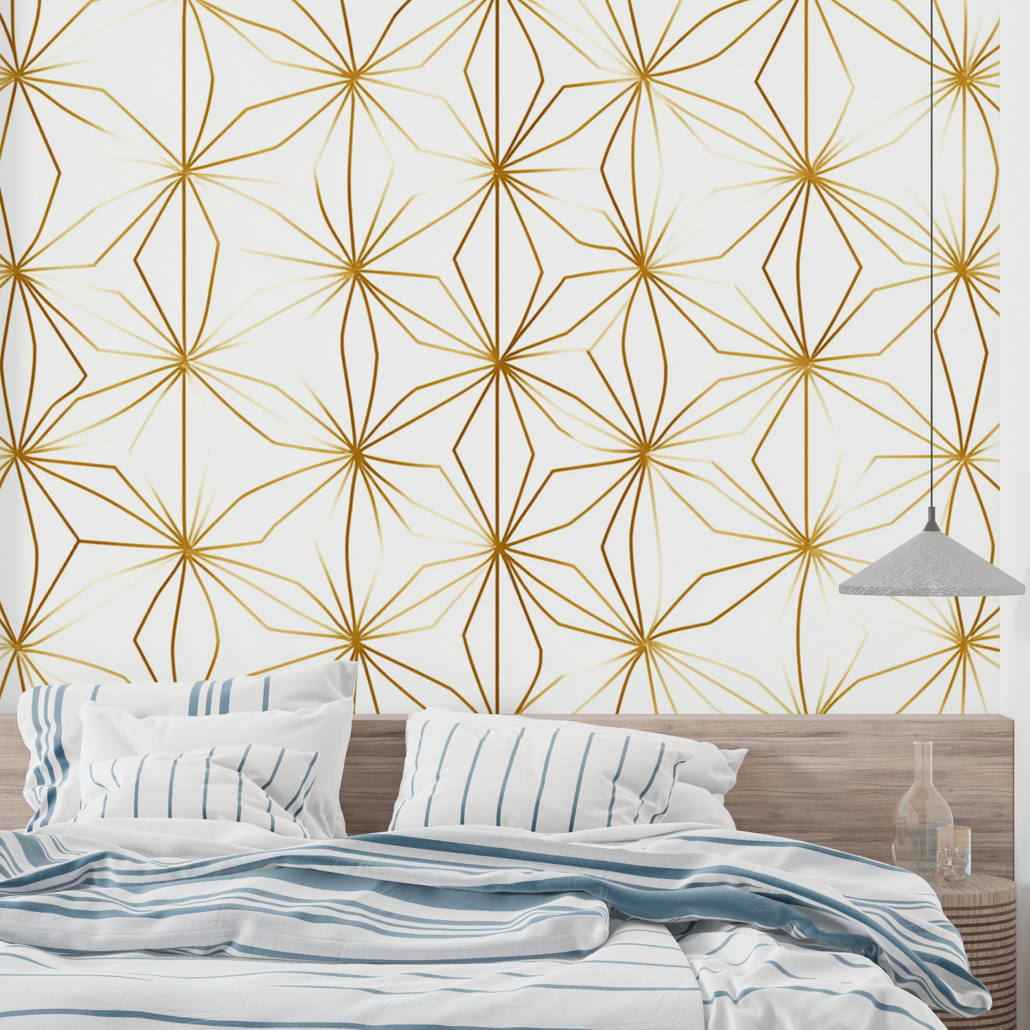 Elegant White Wallpaper with Gold Pattern | Murals Wallpaper