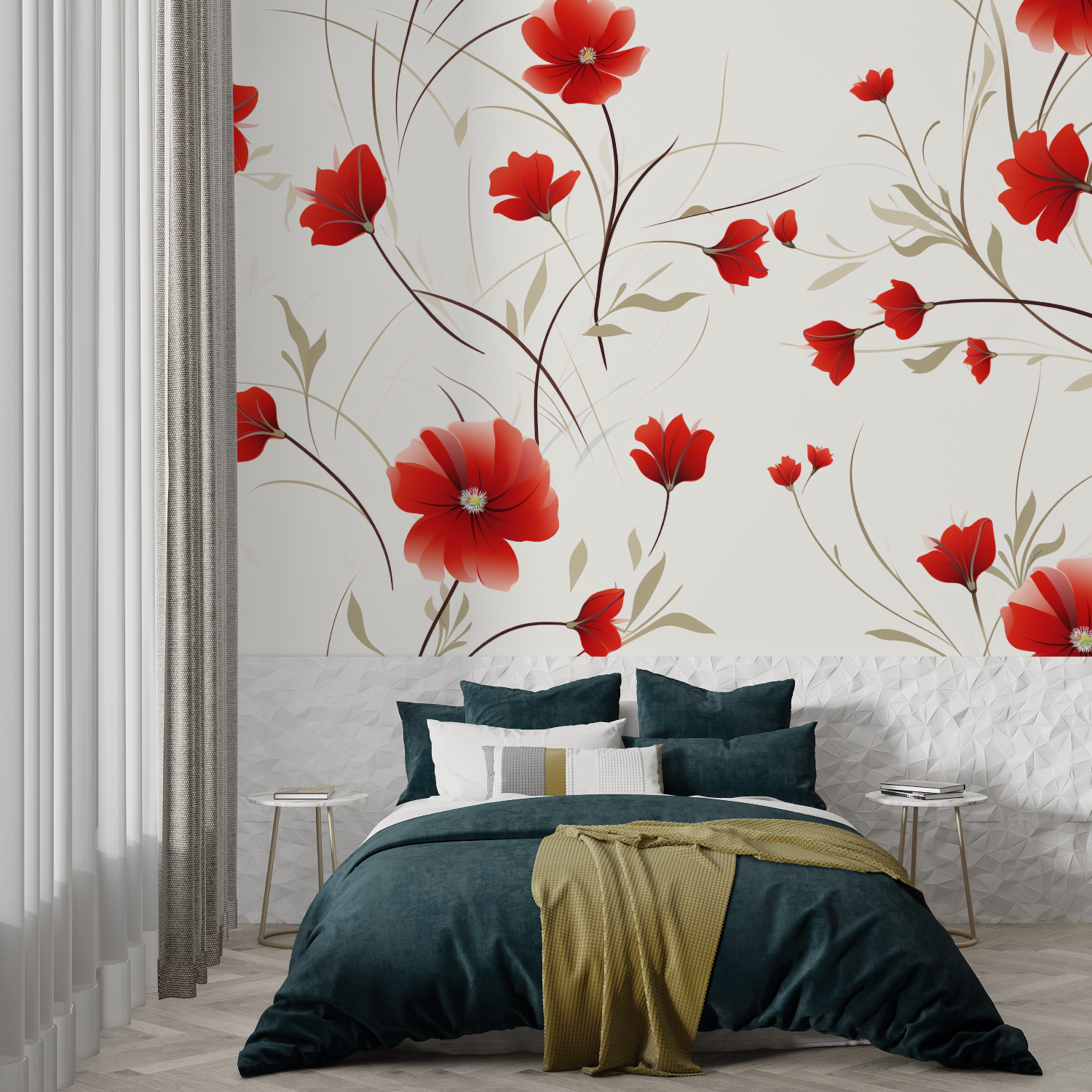 White and Red Wallpaper | Murals Wallpaper