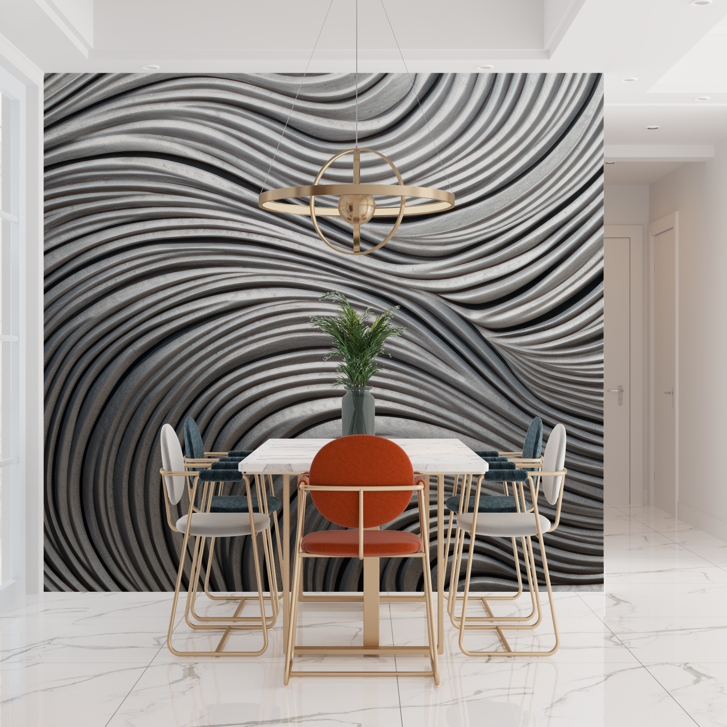 Schwarze und silberne Tapete | Wandtapete