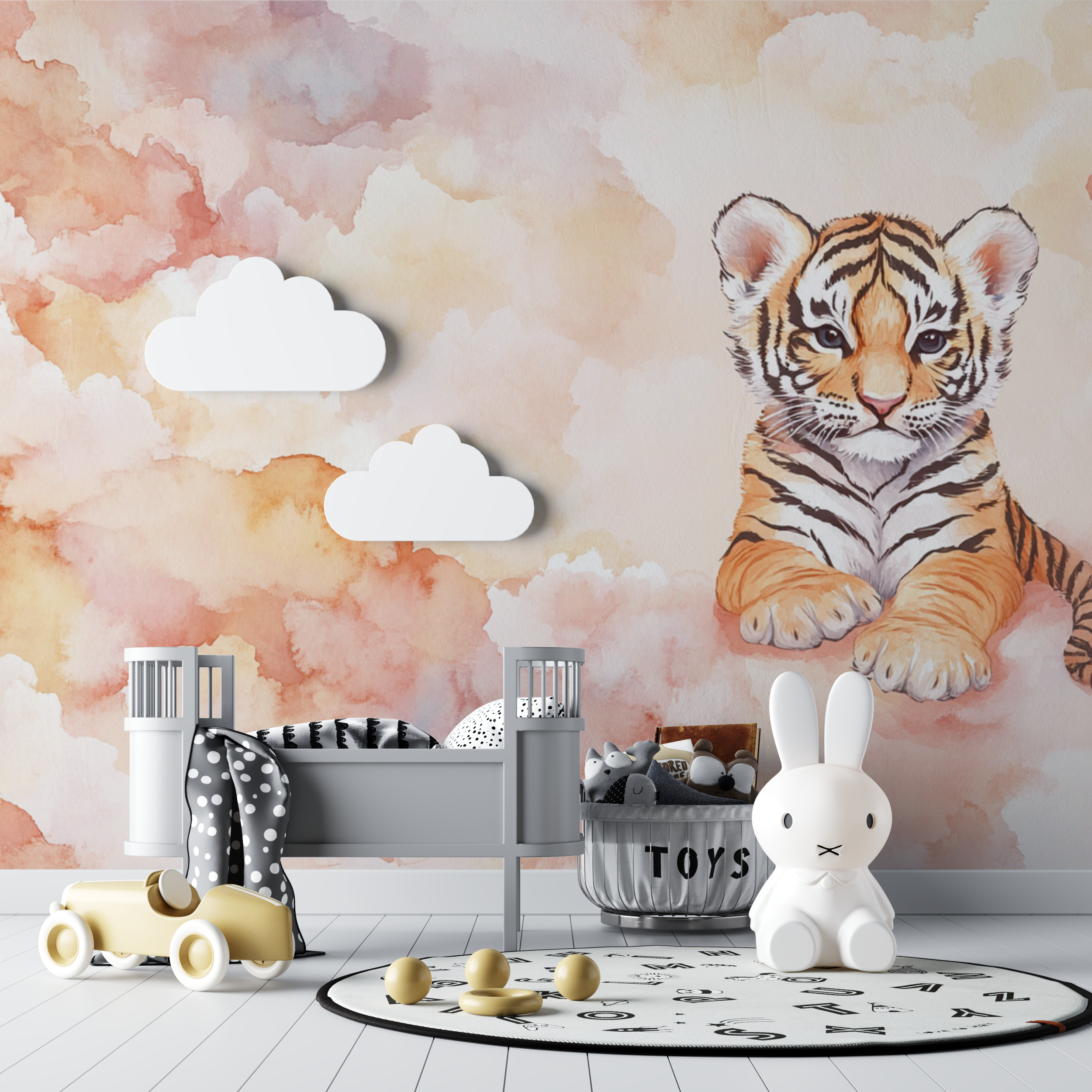Tiger and Clouds Wallpaper | Murals Wallpaper