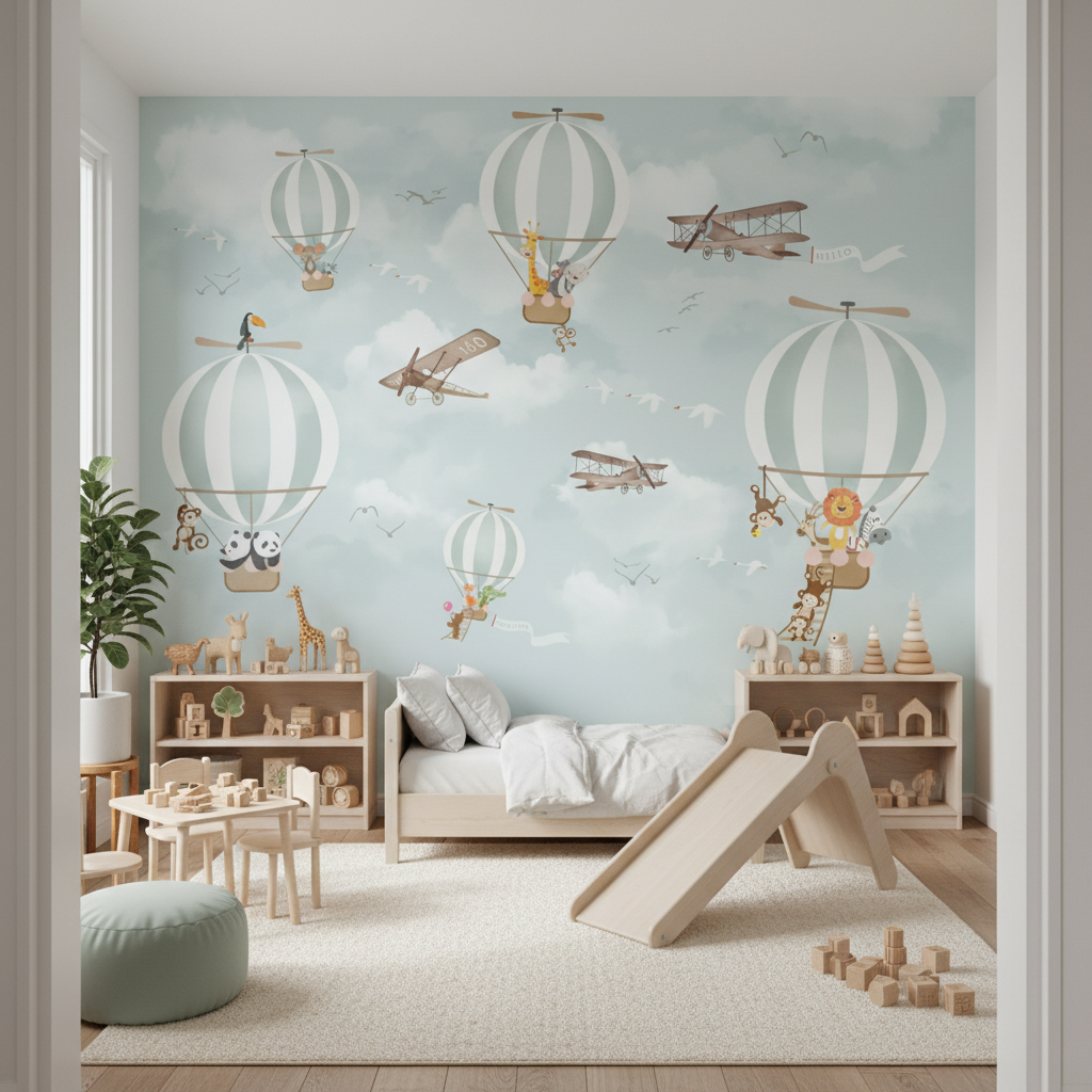 Mural Hot Air Balloon Pattern Wallpaper