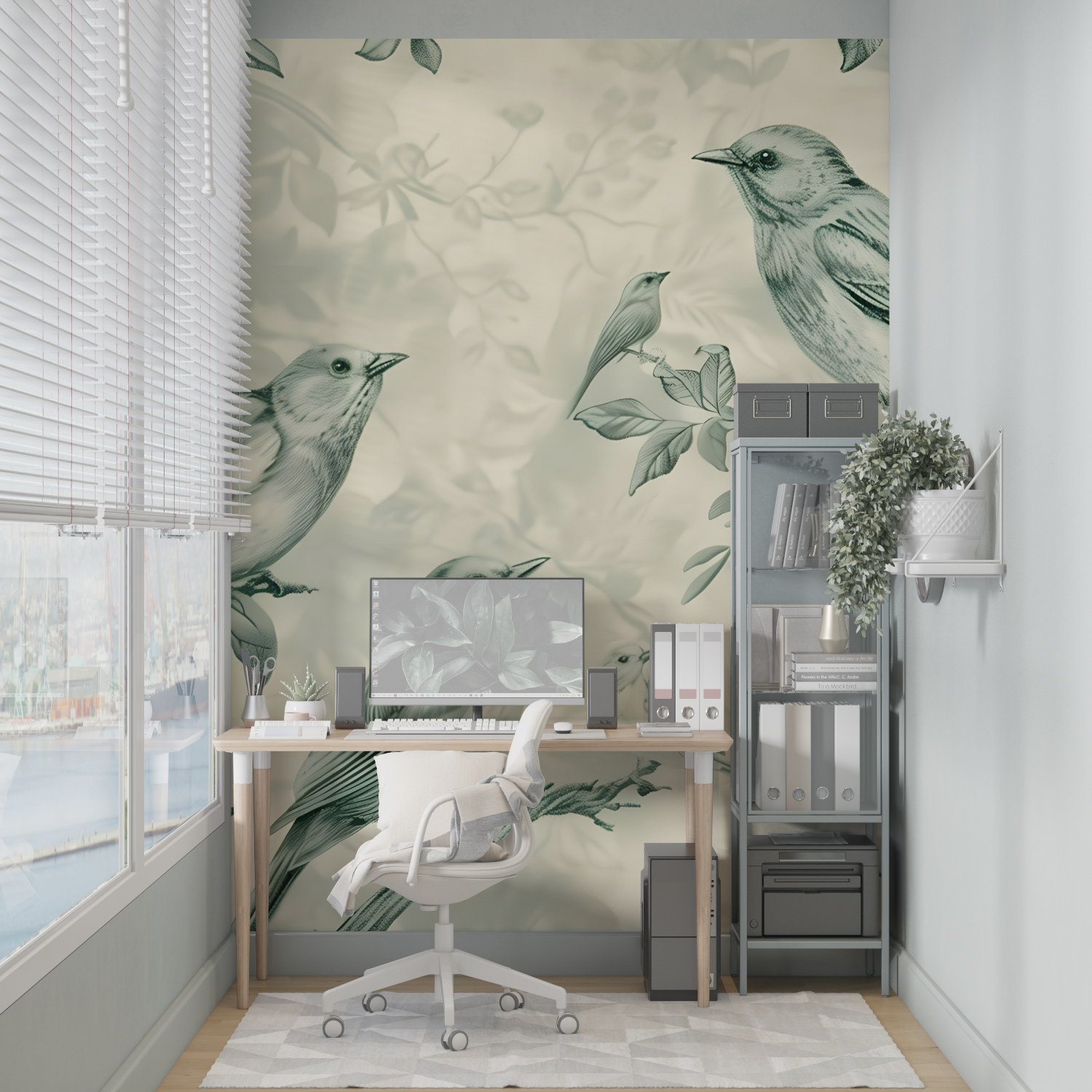Birds Green Wallpaper | Murals Wallpaper