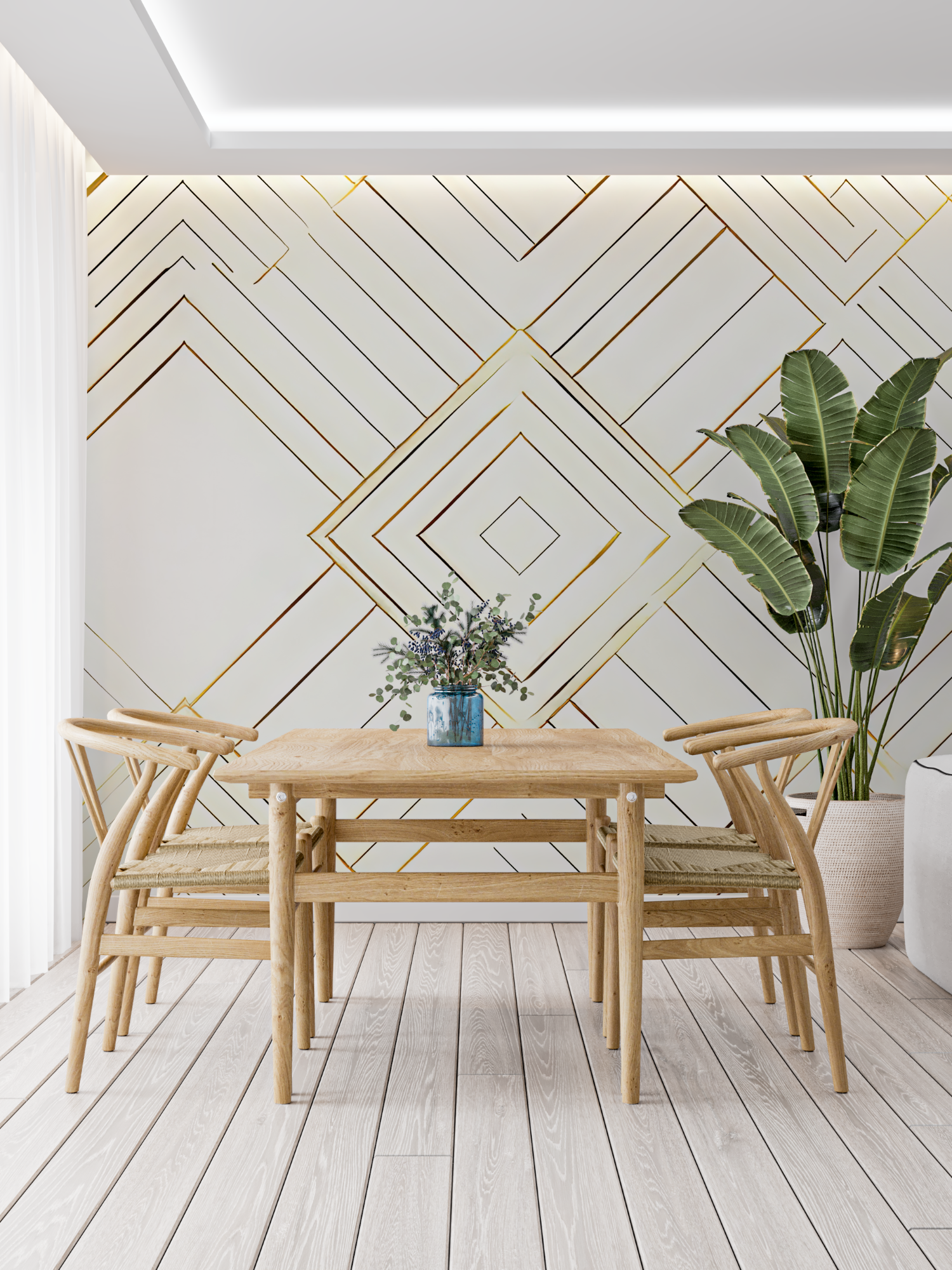 Gold and White Patterned Wallpaper | Murals Wallpaper