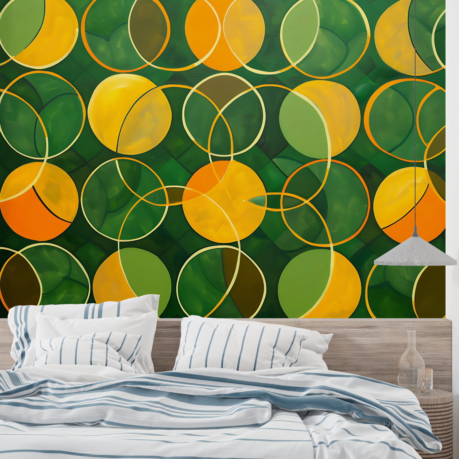 Geometric Green Orange Wallpaper | Murals Wallpaper