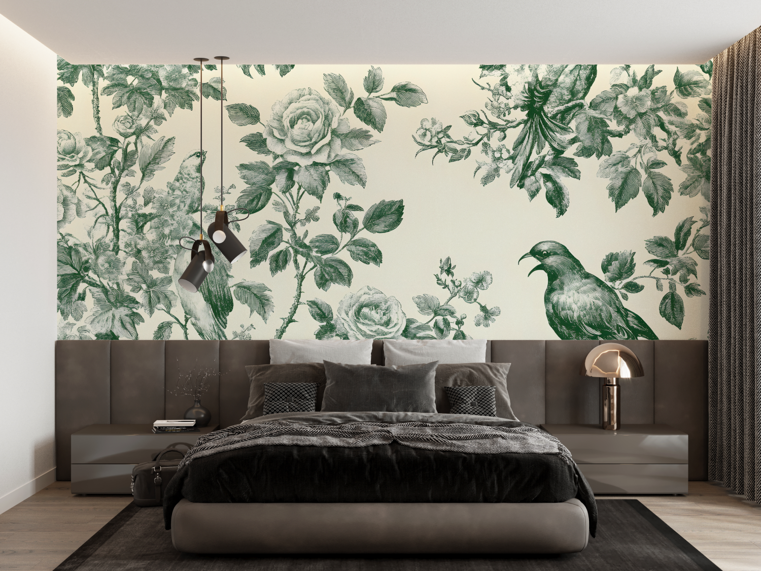 Green Toile de Jouy Wallpaper | Murals Wallpaper