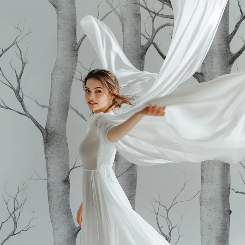 Gray and White Tree Wallpaper | Murals Wallpaper