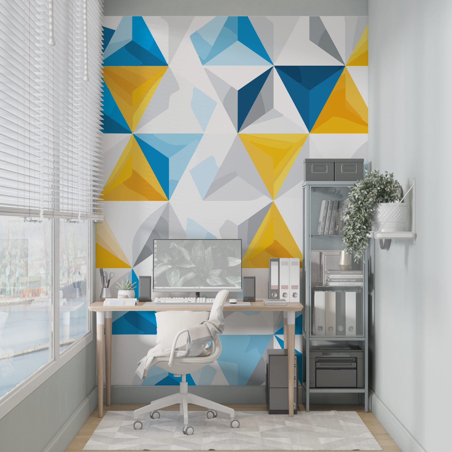 Blue and Yellow Triangle Wallpaper | Murals Wallpaper
