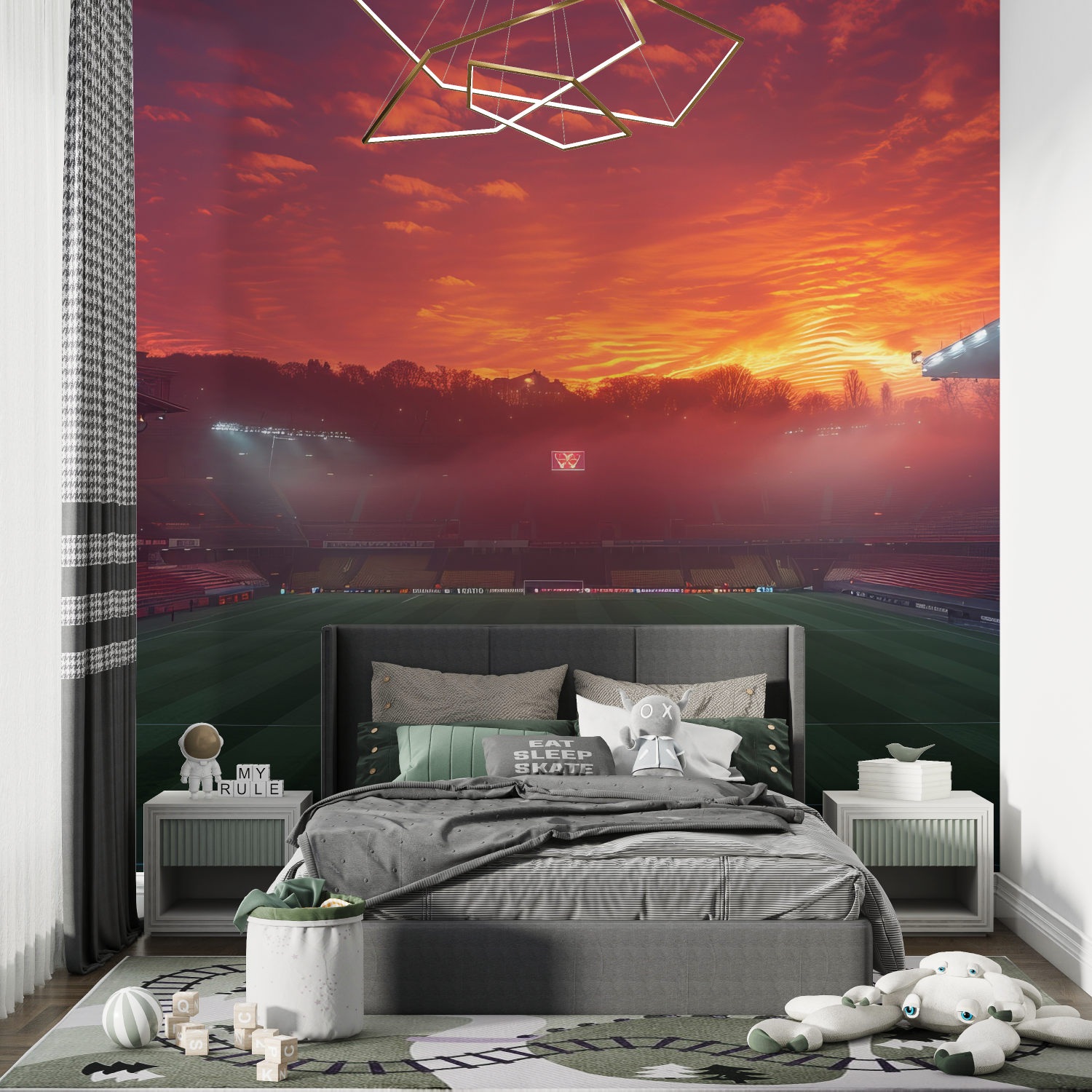 Sunset Soccer Stadium Wallpaper | Murals Wallpaper