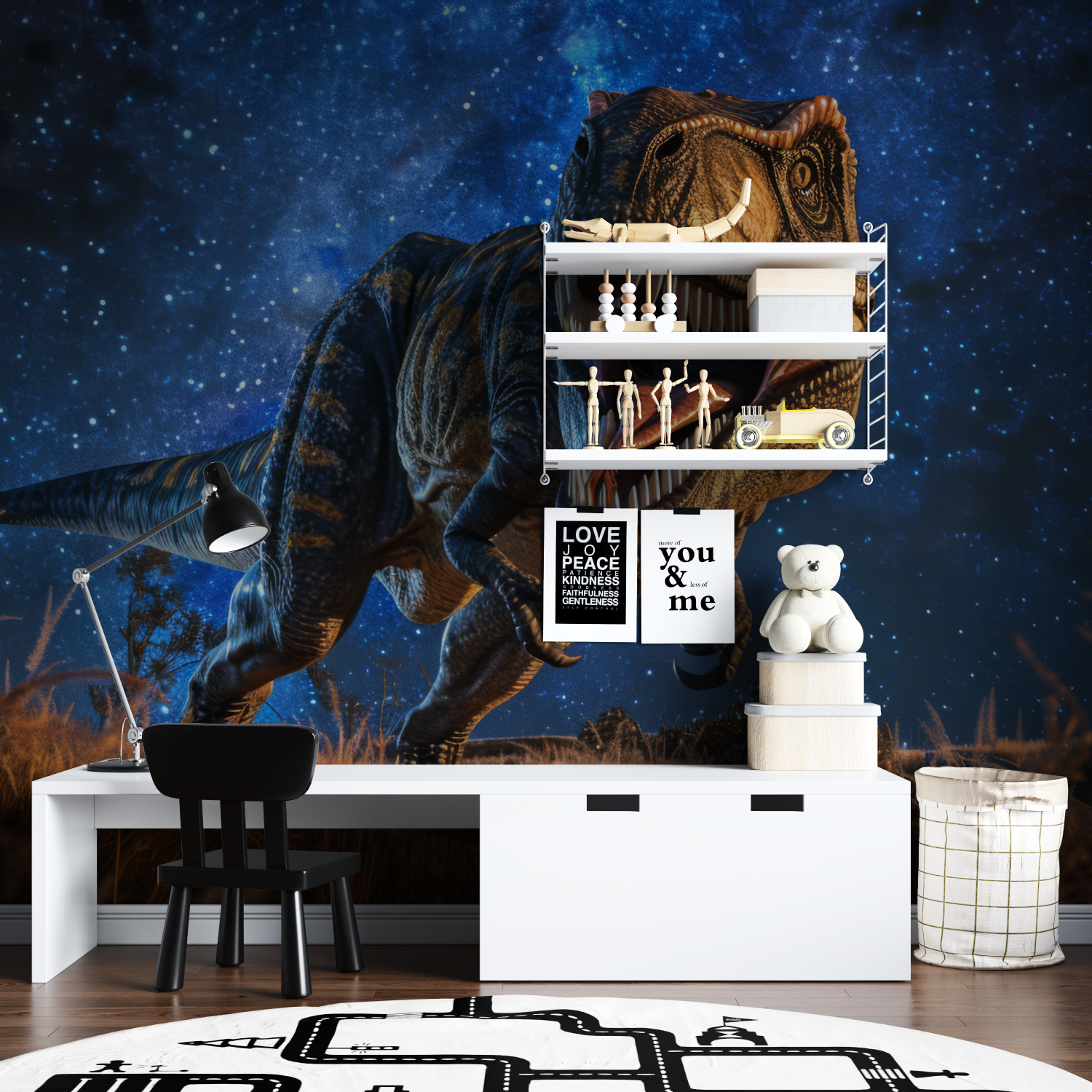 Sternenhimmel-Dinosaurier-Tapete | Wandbild-Tapete