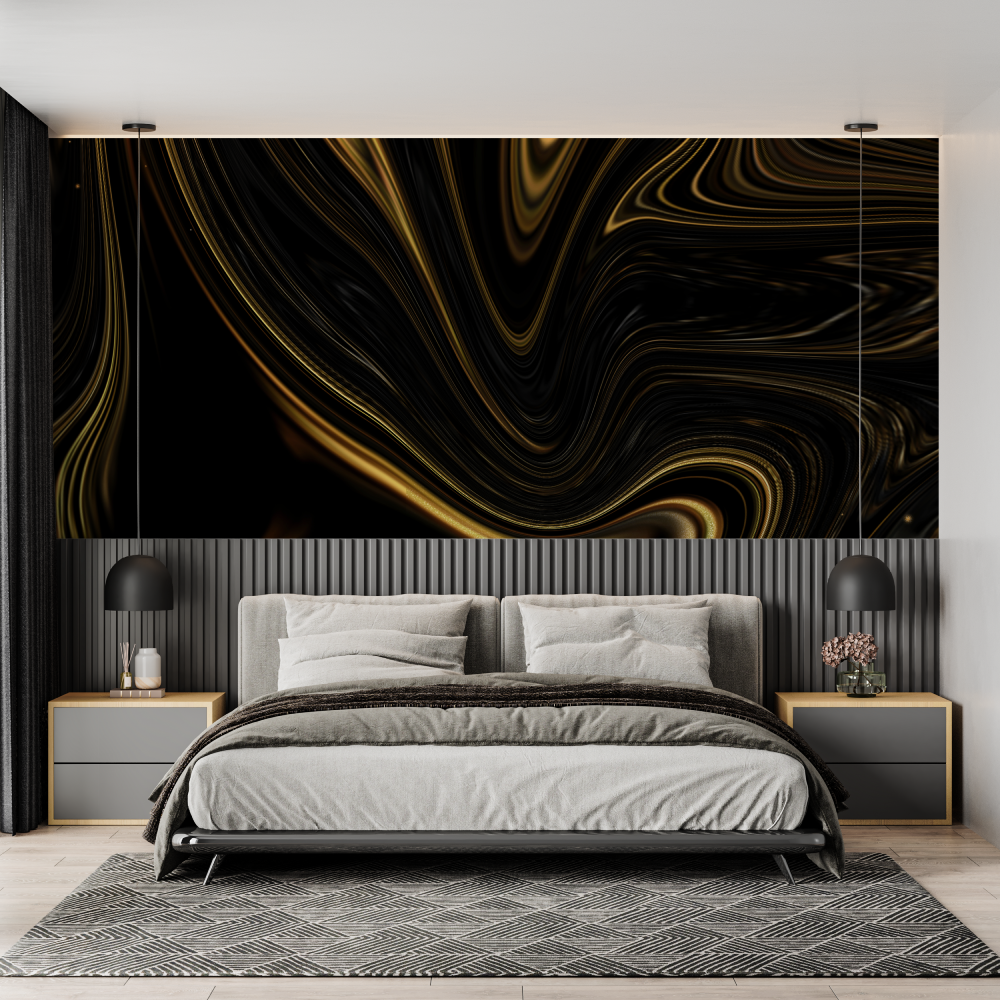 Black and Gold Wave Wallpaper | Murals Wallpaper
