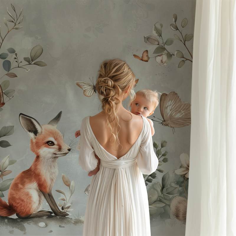 Fuchs und Wildblumen Tapete | Wandbilder Tapete