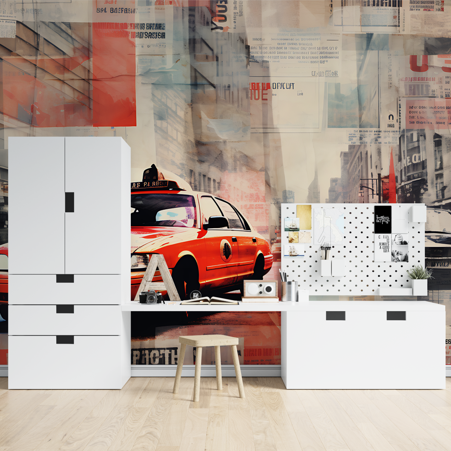 Black and White Collage Wallpaper Car | Murals Wallpaper