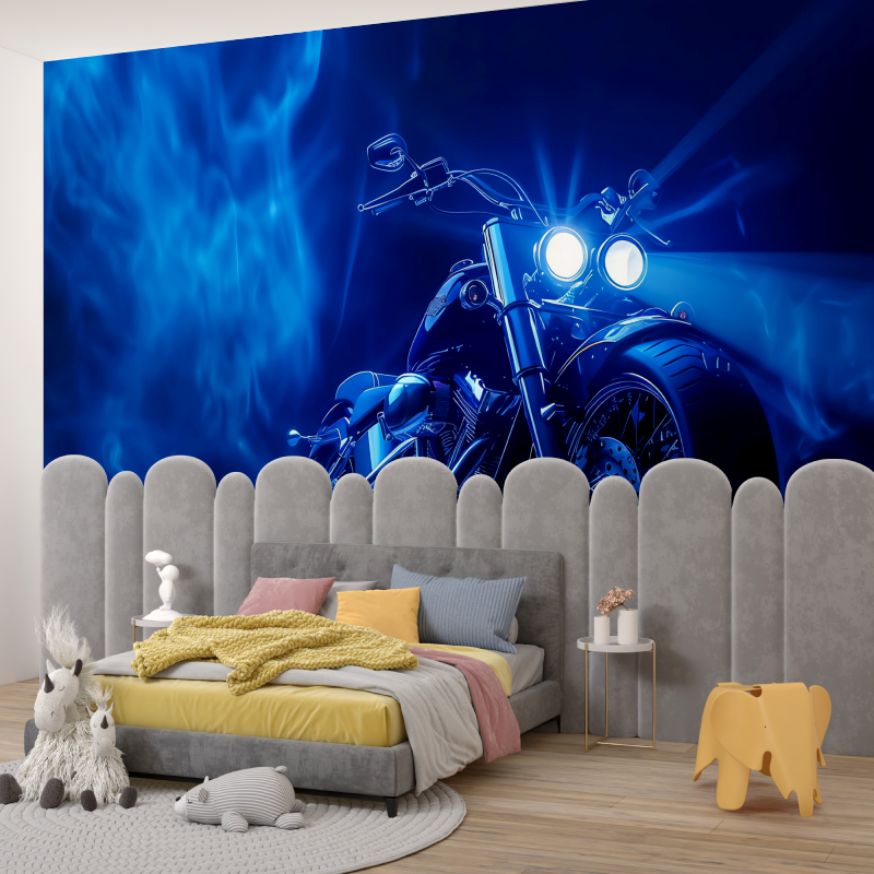 Beautiful Blue Tone Motorcycle Wallpaper | Murals Wallpaper