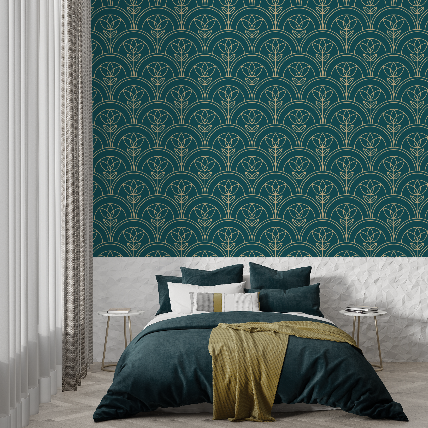 Gold and Teal Wallpaper | Murals Wallpaper