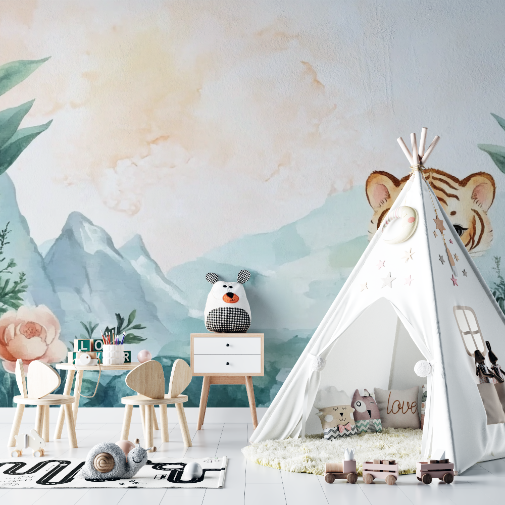 Tiger and Soft Landscapes Wallpaper | Murals Wallpaper