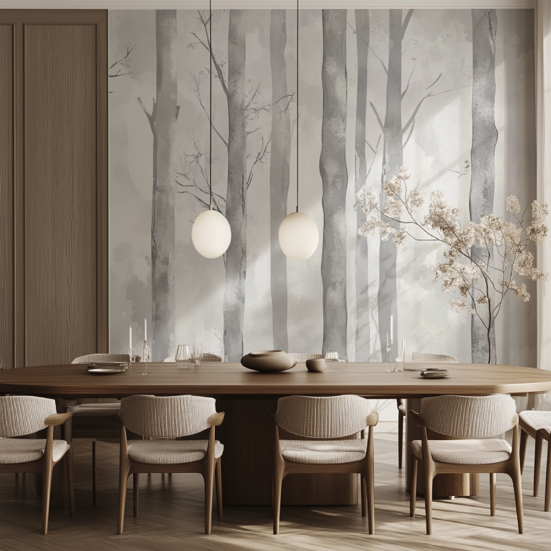 Silver Gray Tree Wallpaper | Murals Wallpaper