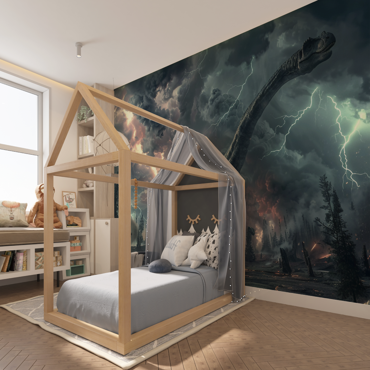 Dinosaur Design Lightning Wallpaper | Murals Wallpaper