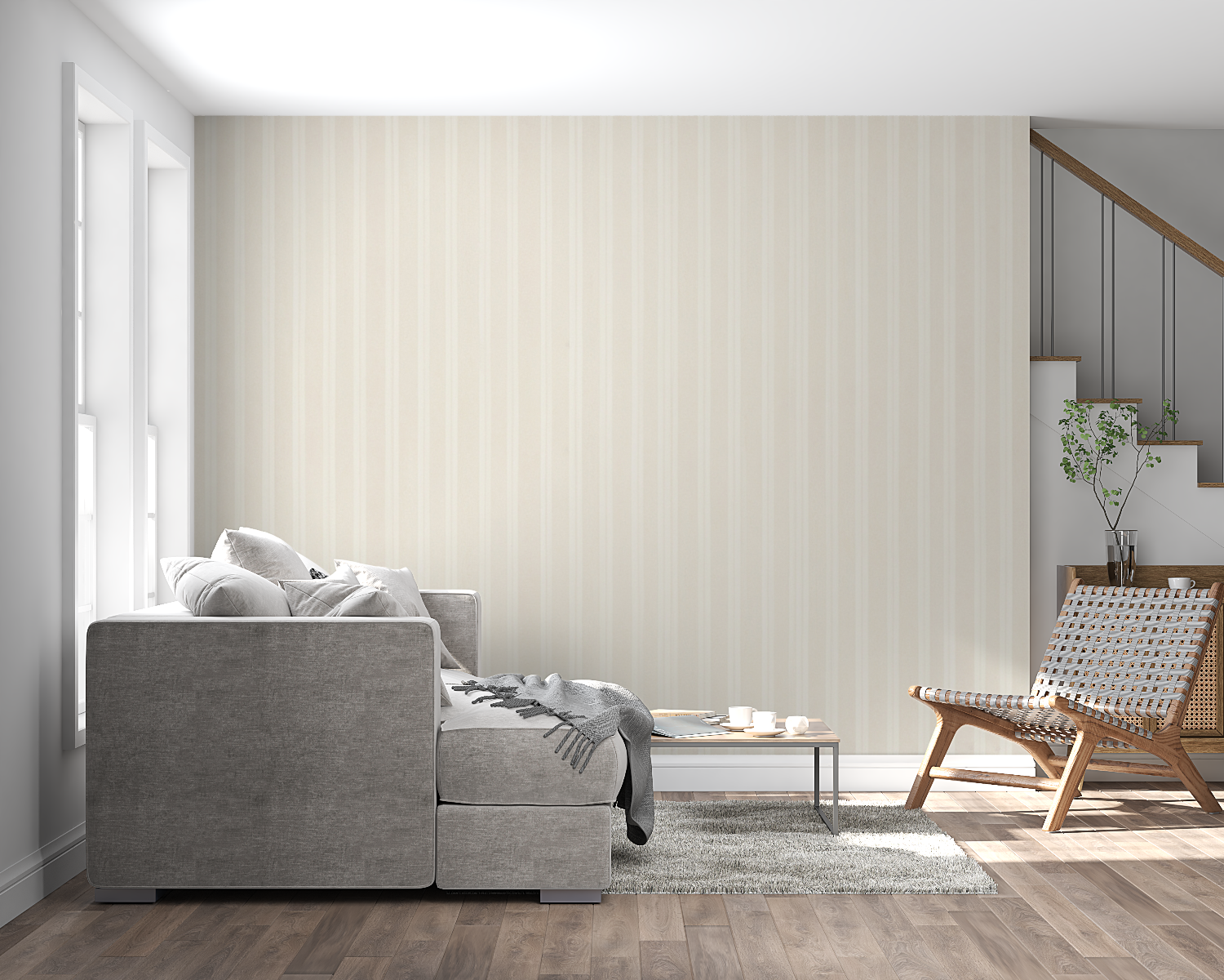 Subtle Beige Striped Cocooning Wallpaper | Murals Wallpaper