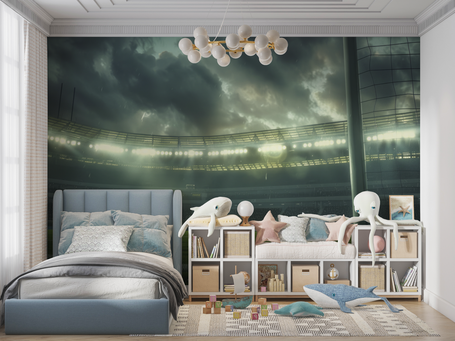 Soccer Field Rain Wallpaper | Murals Wallpaper