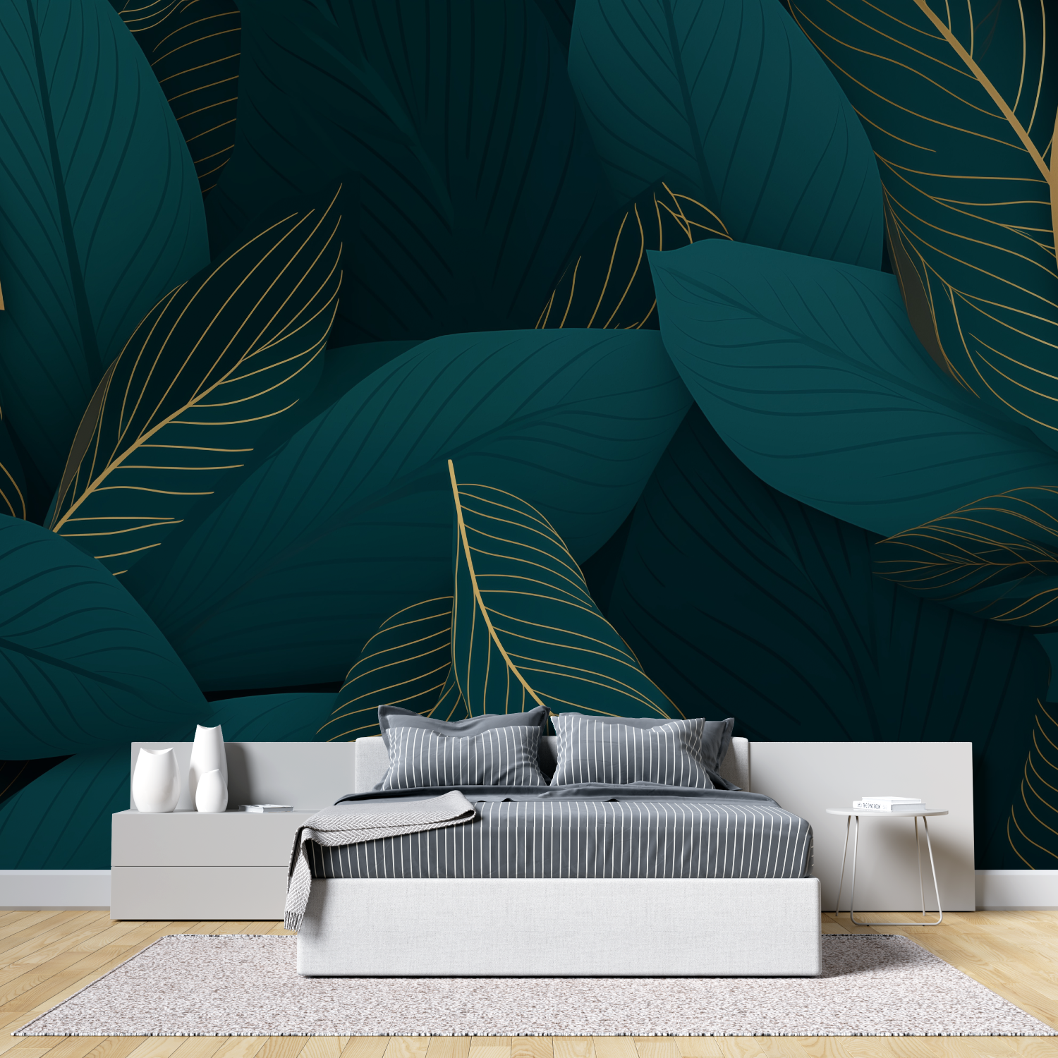 Papier Peint Vert Canard Et Or – Panorama-Wandbild