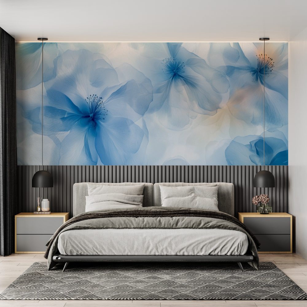 Watercolor Blue Flowers Wallpaper X-Ray | Murals Wallpaper