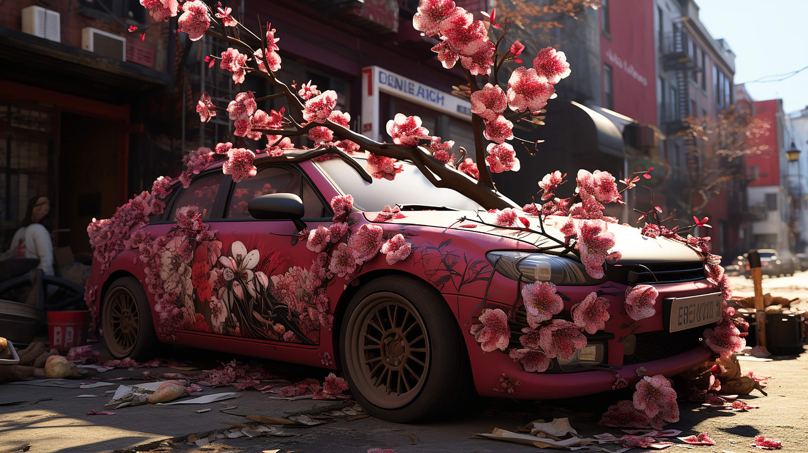 Japanese Cherry Blossom Car Wallpaper | Murals Wallpaper