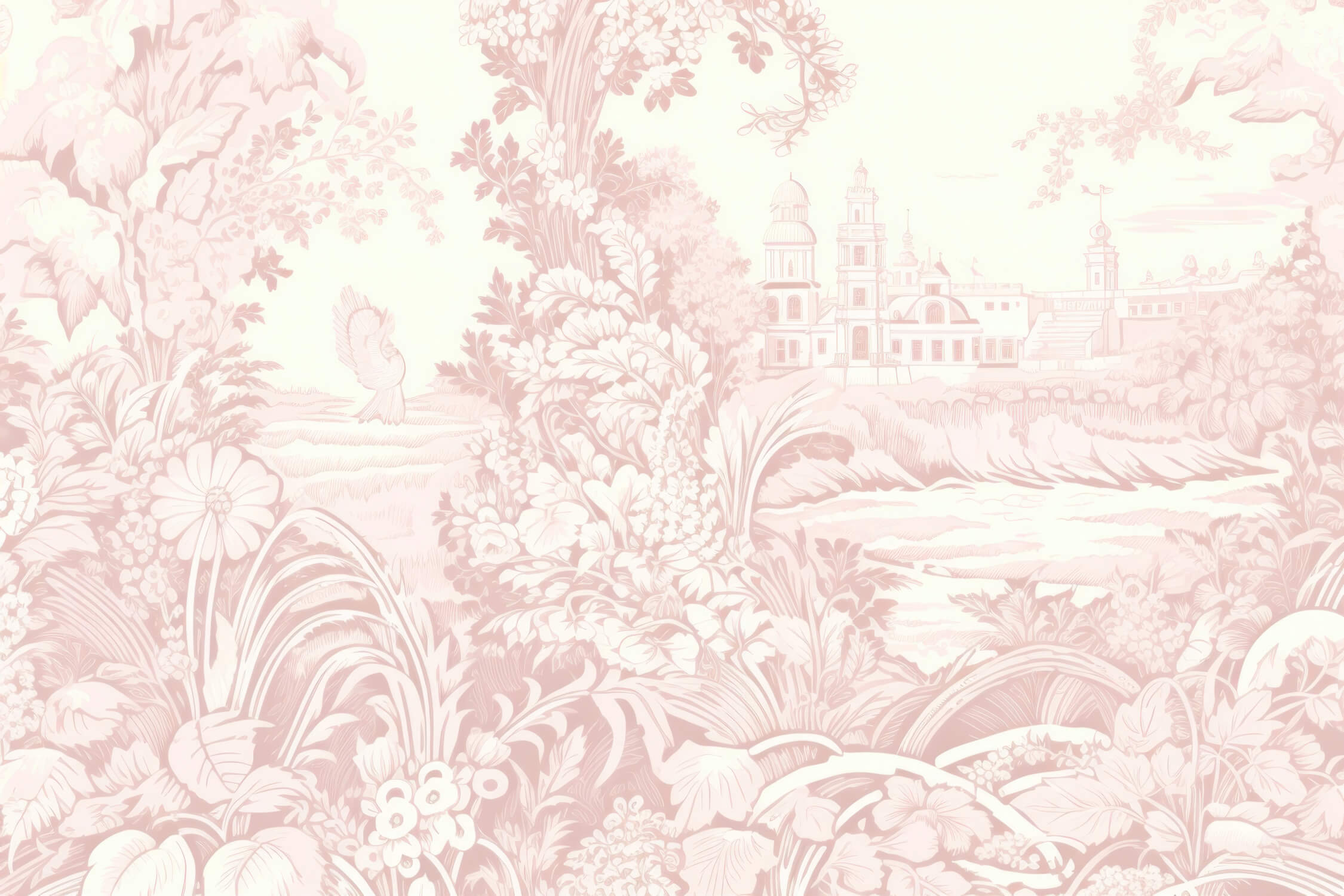 Toile de Jouy Pink Wallpaper | Murals Wallpaper