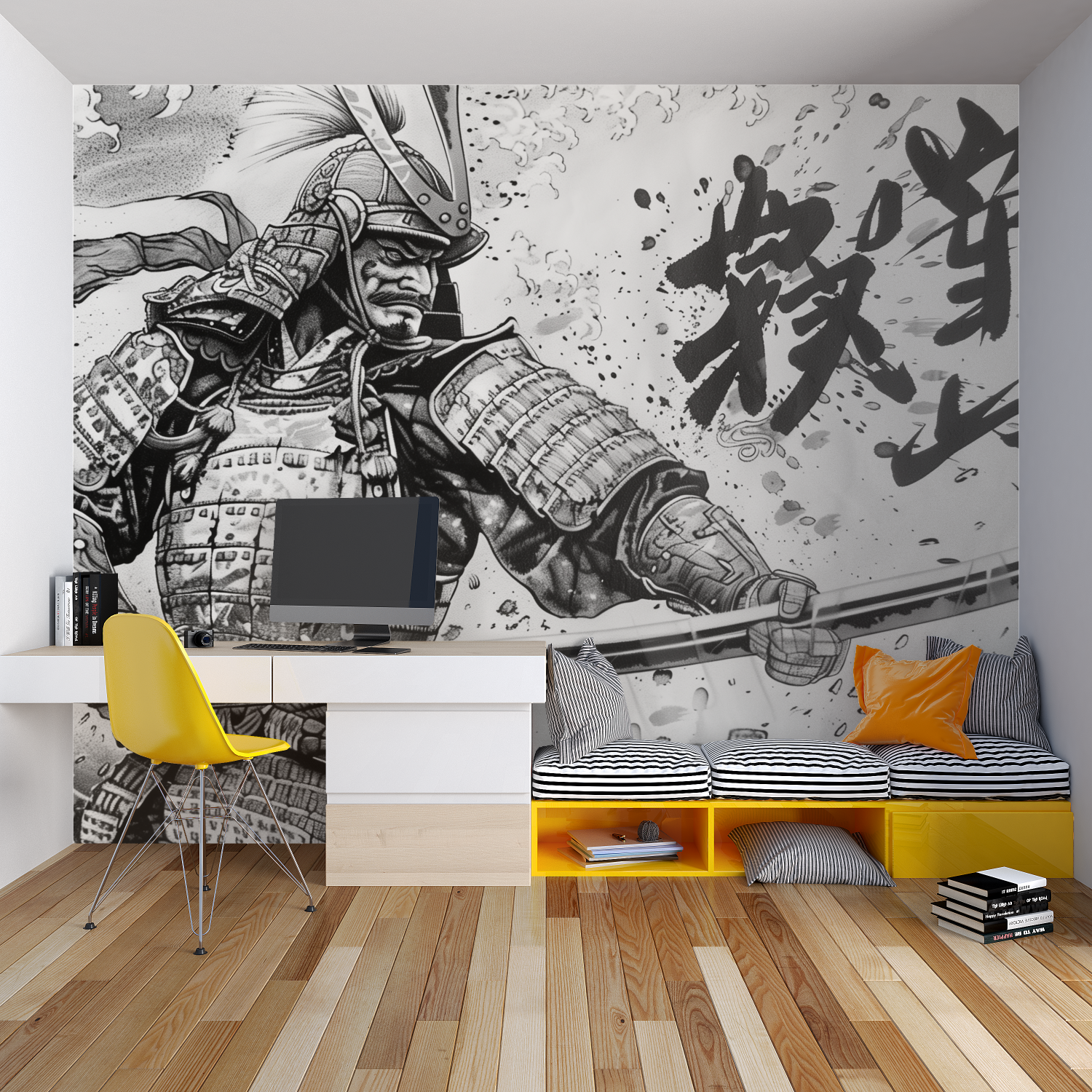 Black and White Samurai Wallpaper | Murals Wallpaper