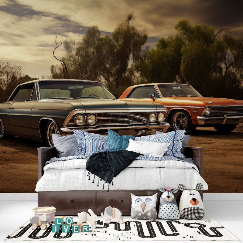 Tapete: Zwei Oldtimer aus Amerika | Wandtapete