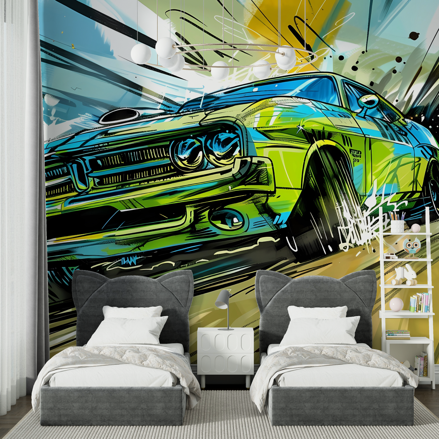 Giant Poster Wallpaper Green Car | Murals Wallpaper