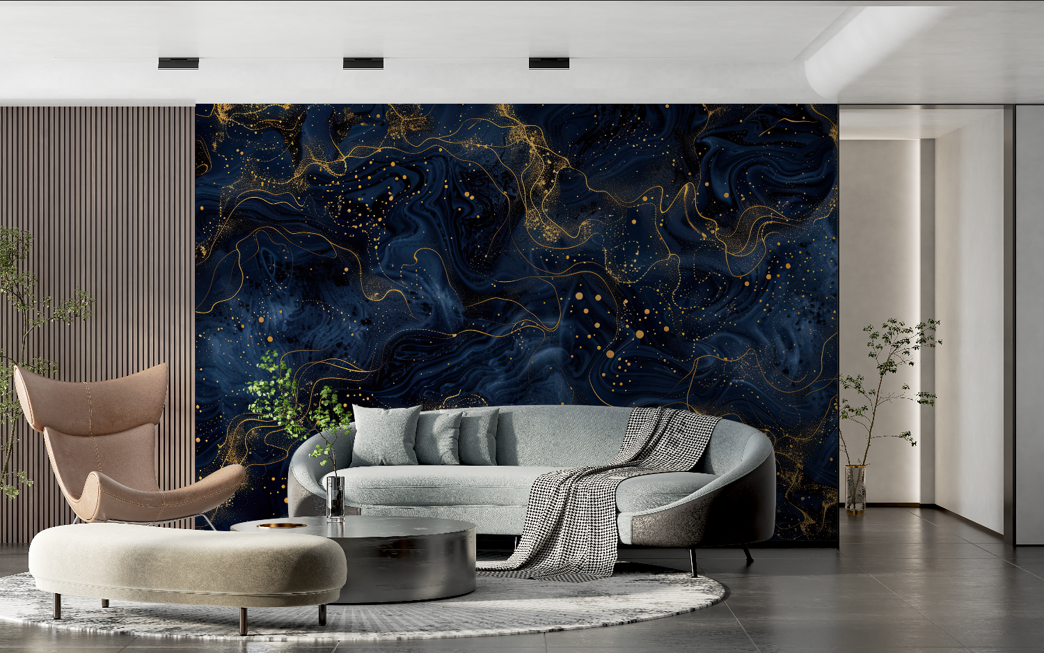 Blue and Black Wallpaper | Murals Wallpaper