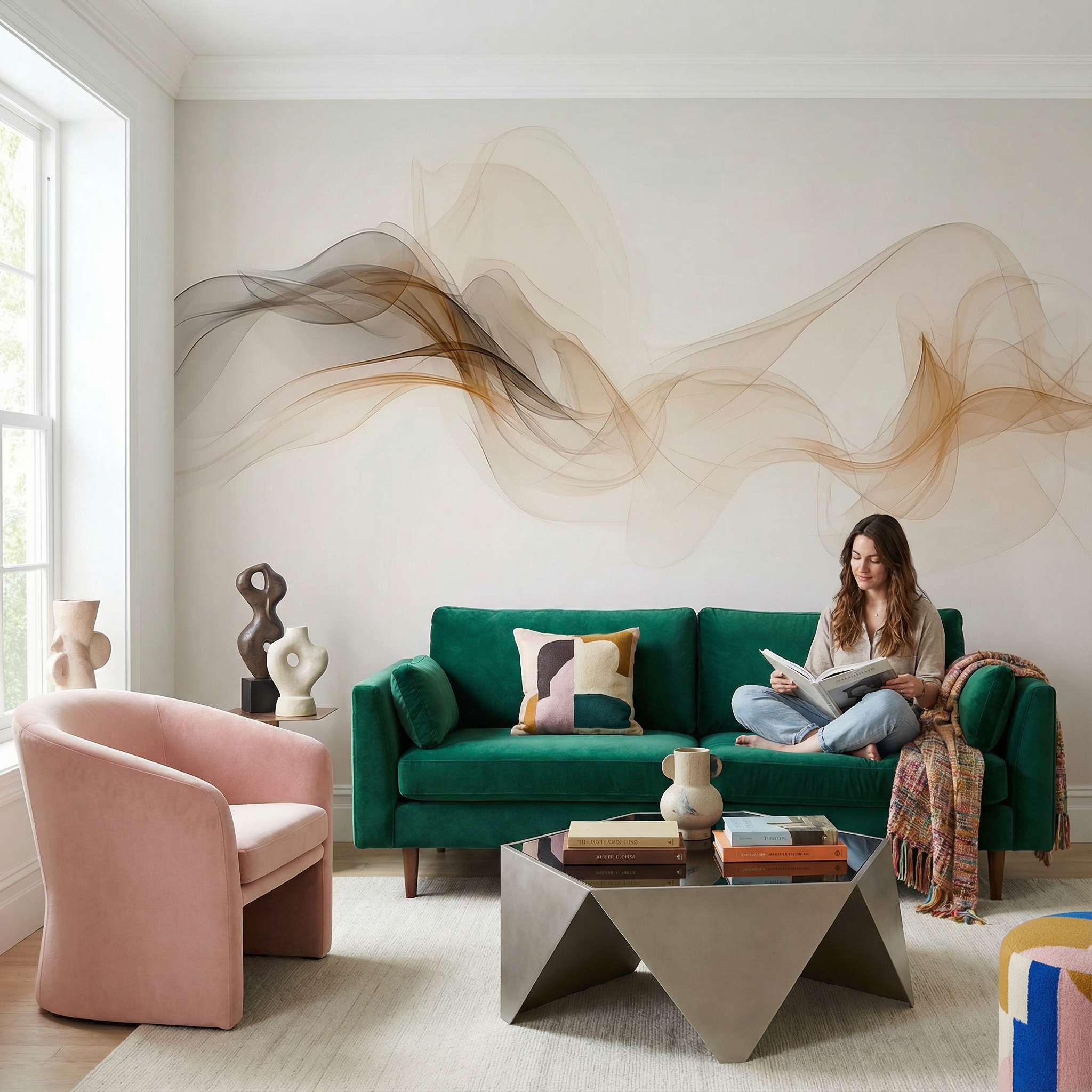 Amber Flow Abstract Mural Wallpaper