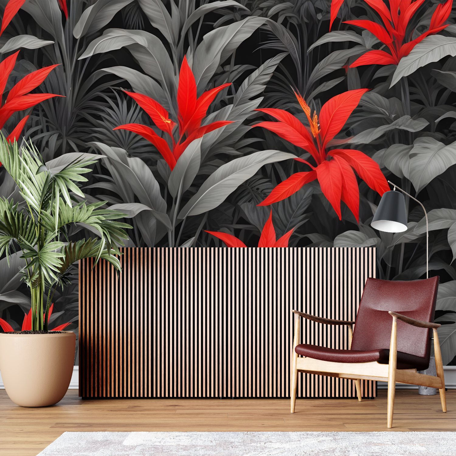 Gray Red Wallpaper | Murals Wallpaper