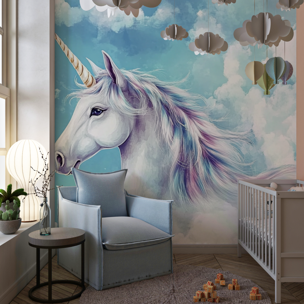 Blue Sky Unicorn Wallpaper | Murals Wallpaper