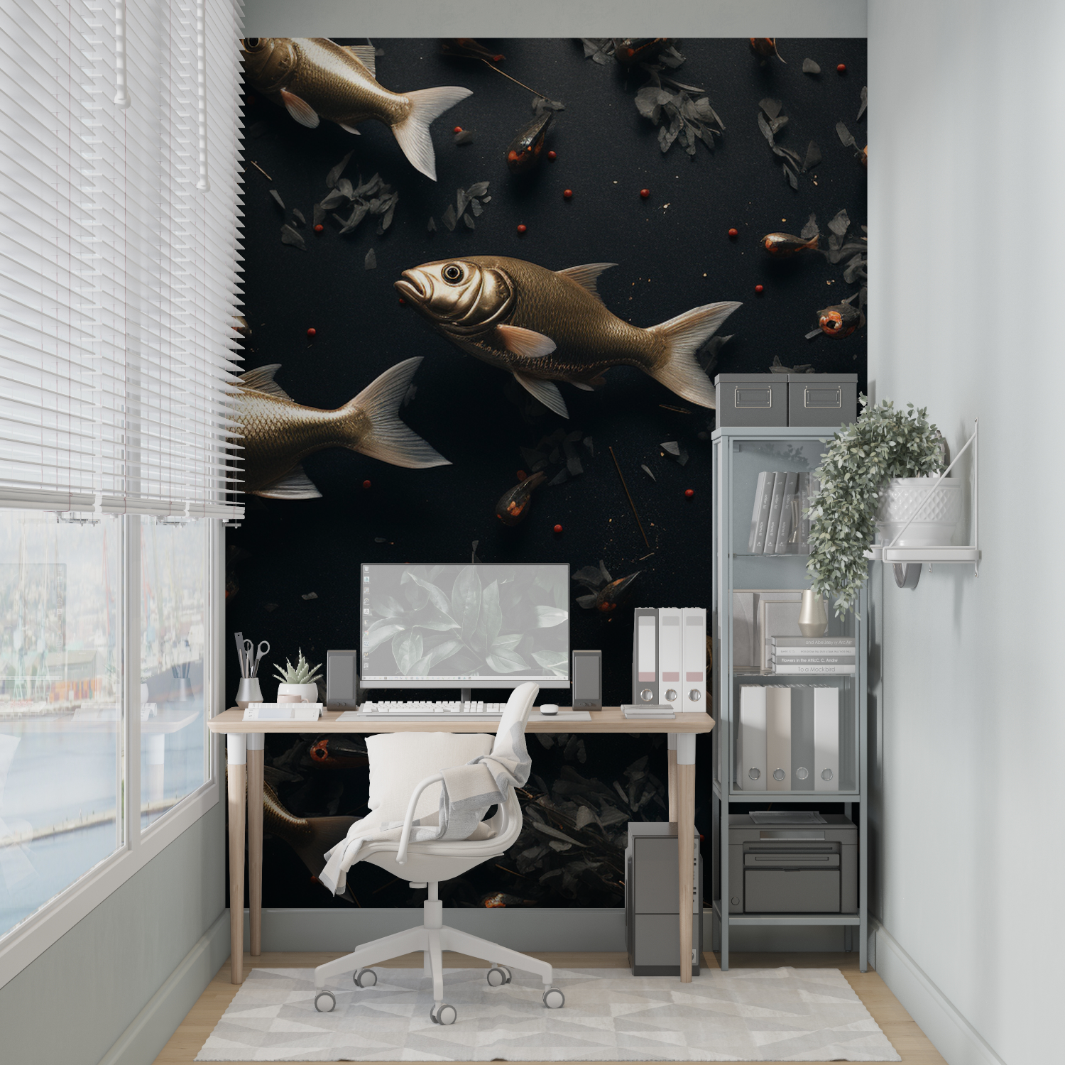 Fish Wallpaper Black Background | Murals Wallpaper