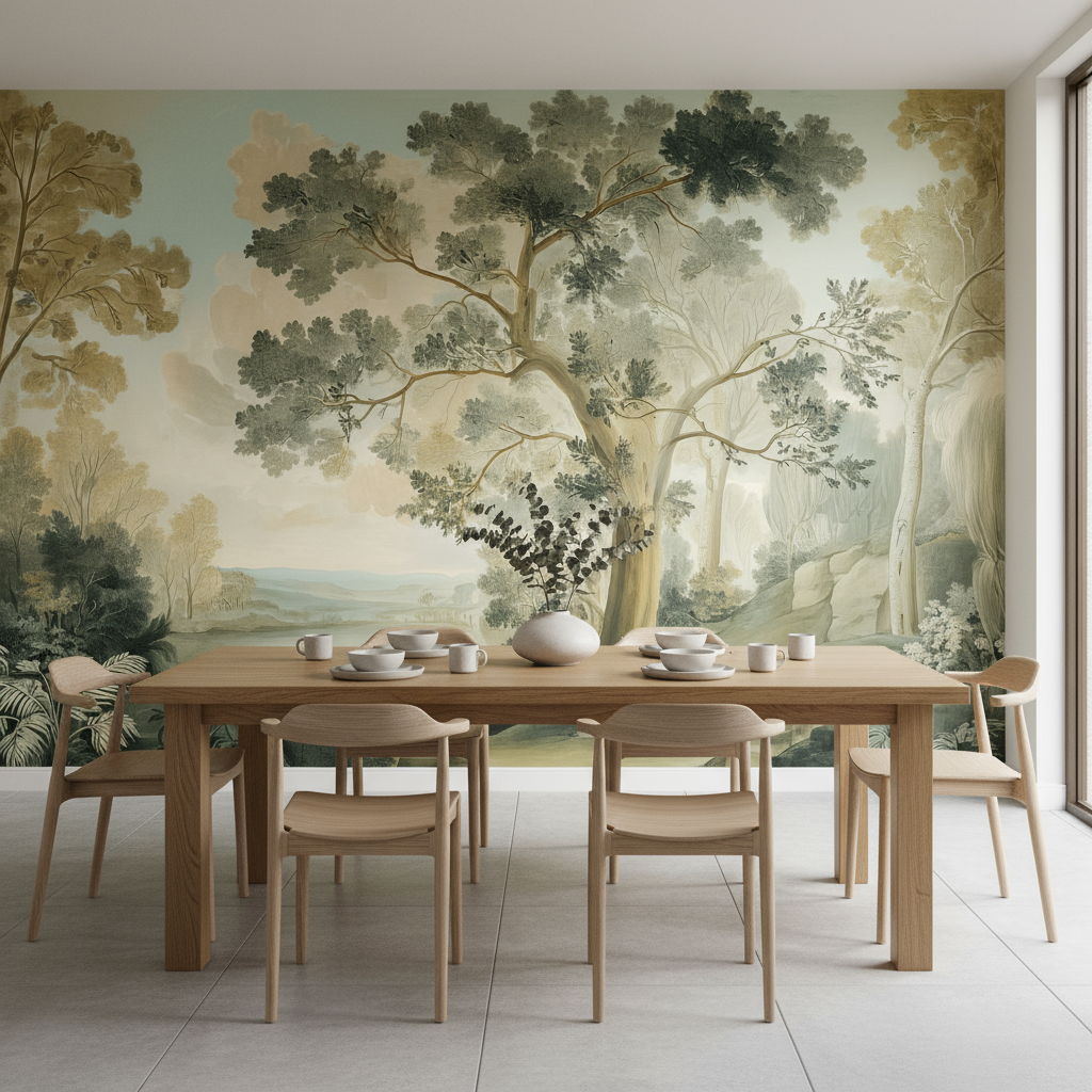 Vintage Landscape Panoramic Mural Wallpaper