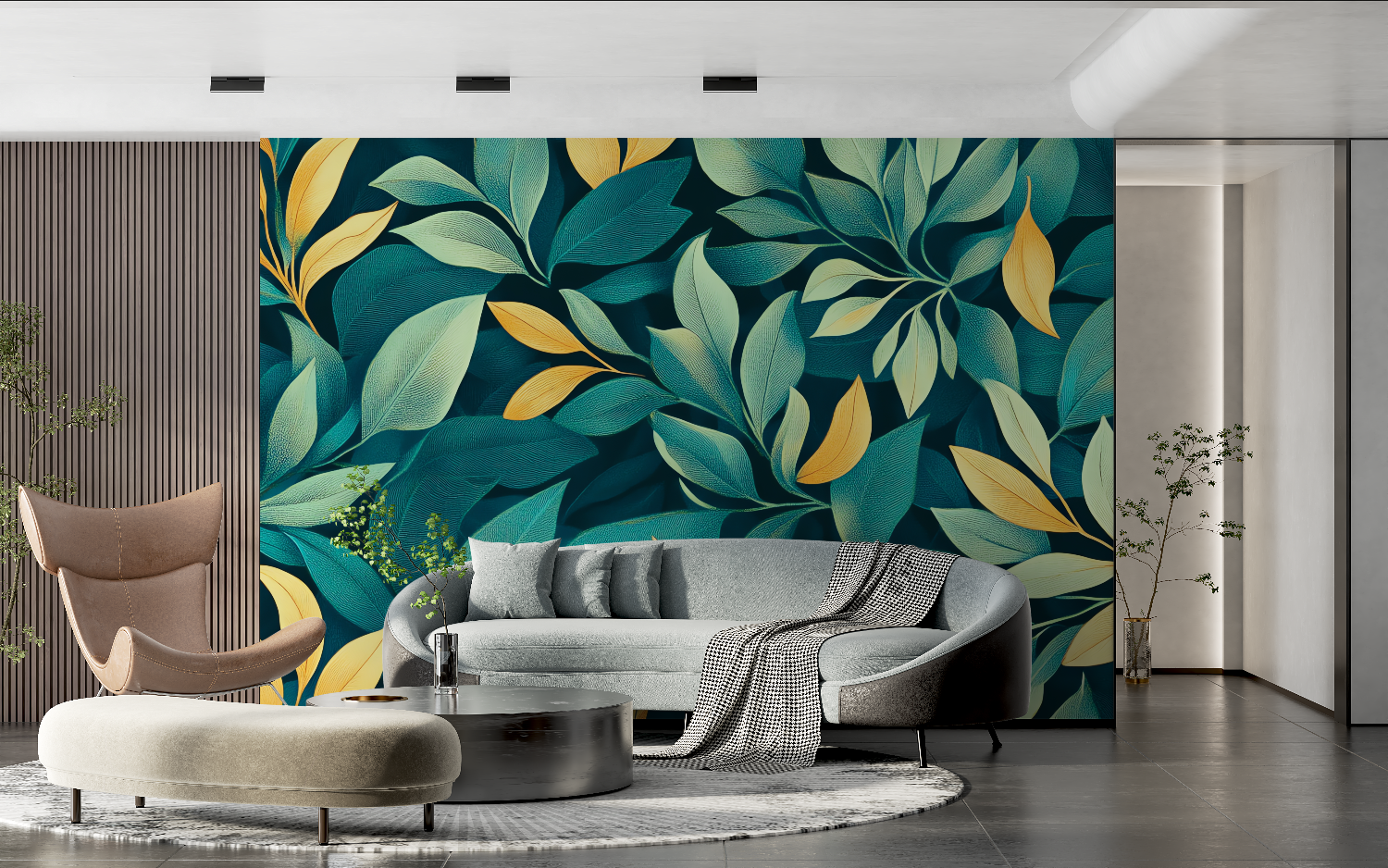 Teal Wallpaper for Living Room | Murals Wallpaper