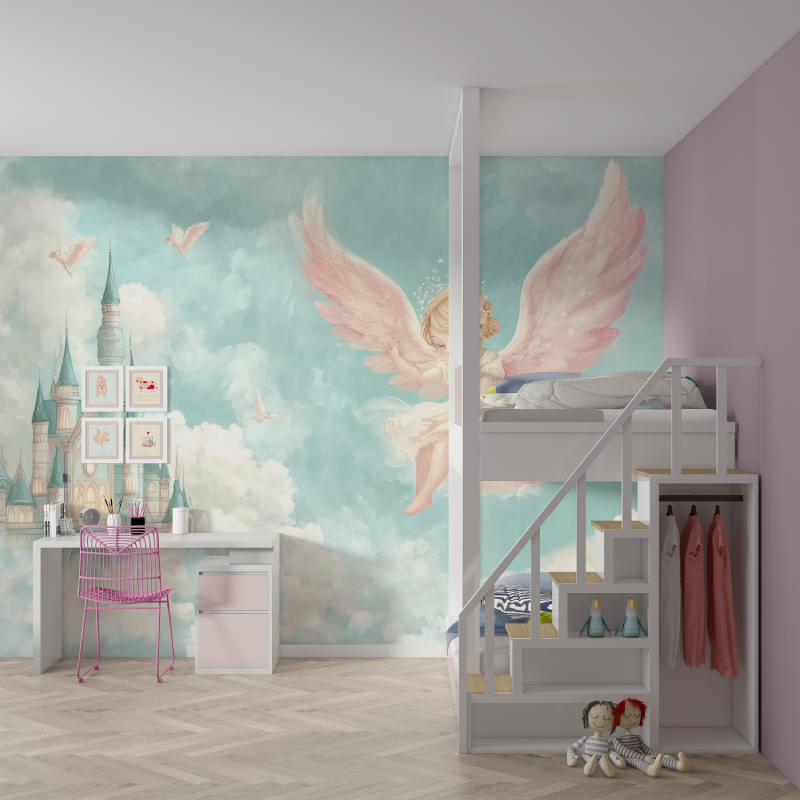 Castle and Angel Wallpaper | Murals Wallpaper