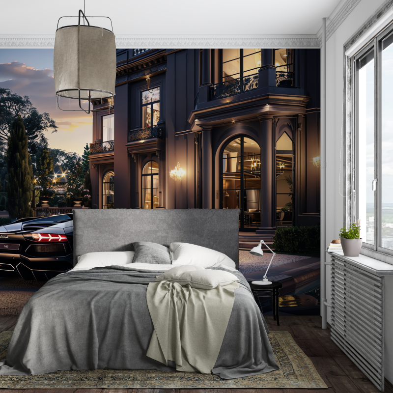 Luxusauto- und Villen-Tapeten | Wandtapeten