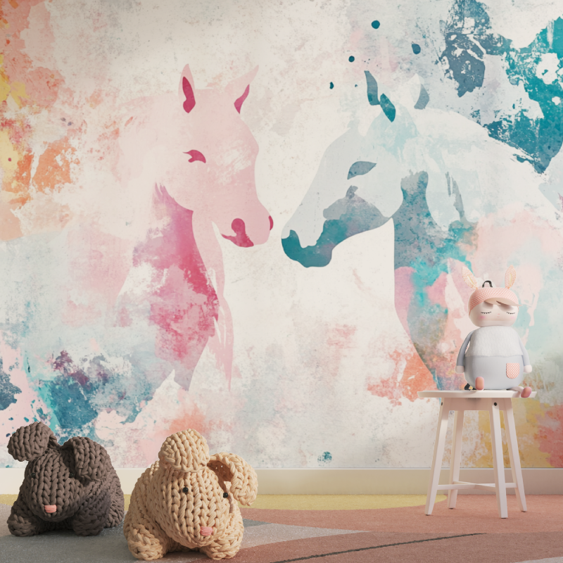 Einhorn Mädchen Wallpaper 3D Animation | Wandbilder Wallpaper