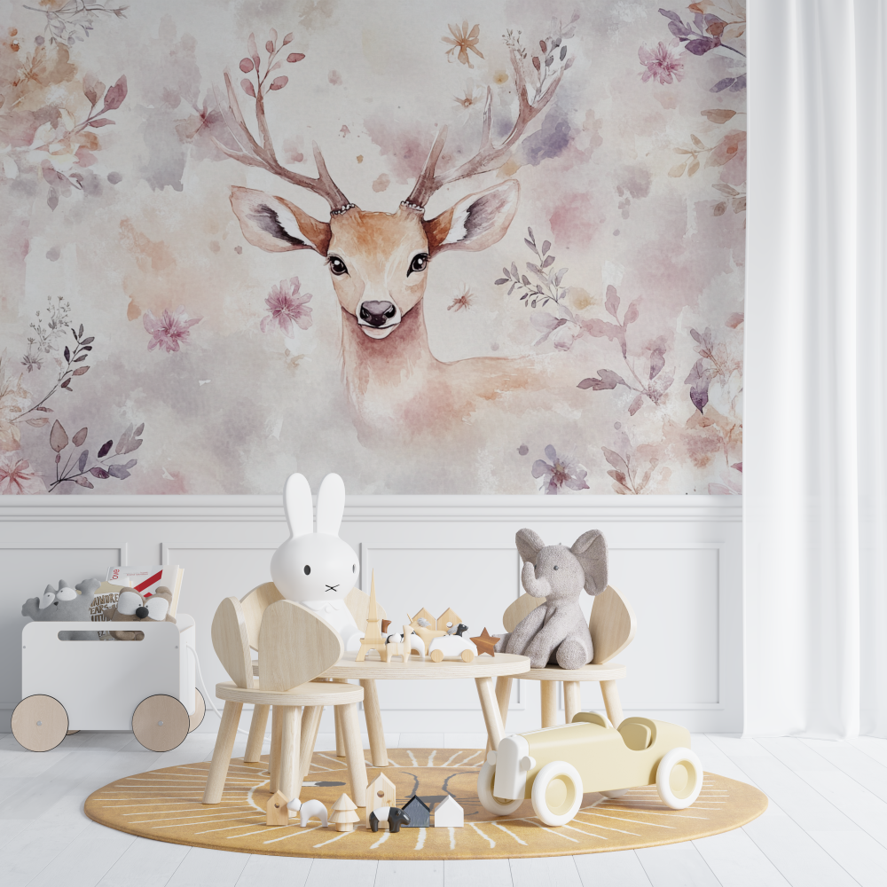 Deer Crown Floral Wallpaper | Murals Wallpaper