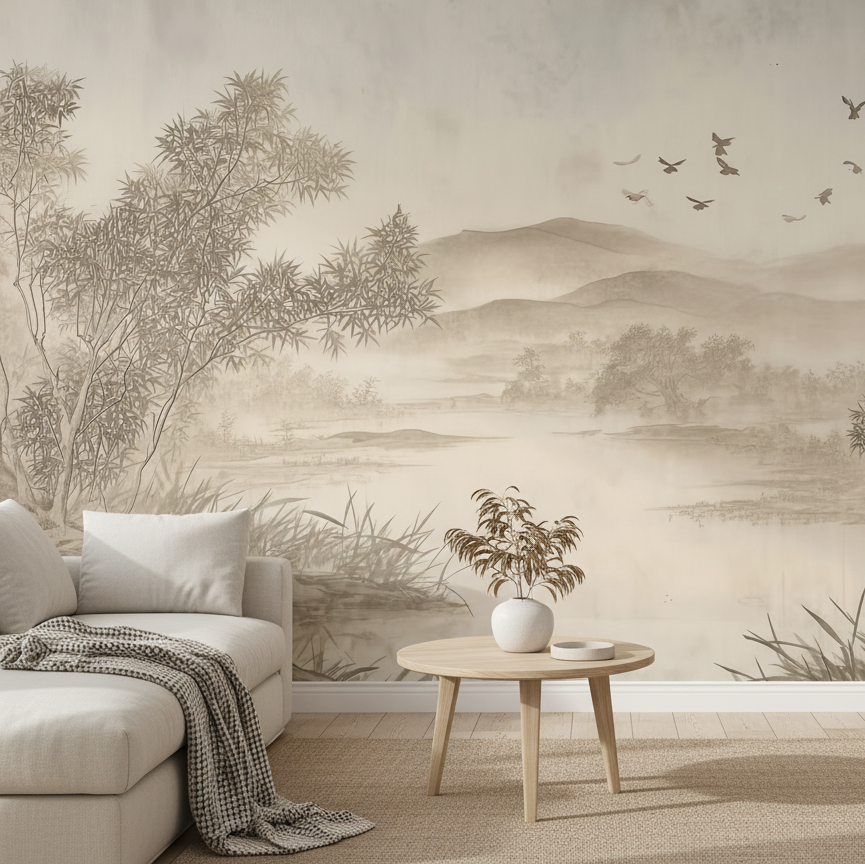 Chinese Ink Wash Landscape Mural Wallpaper