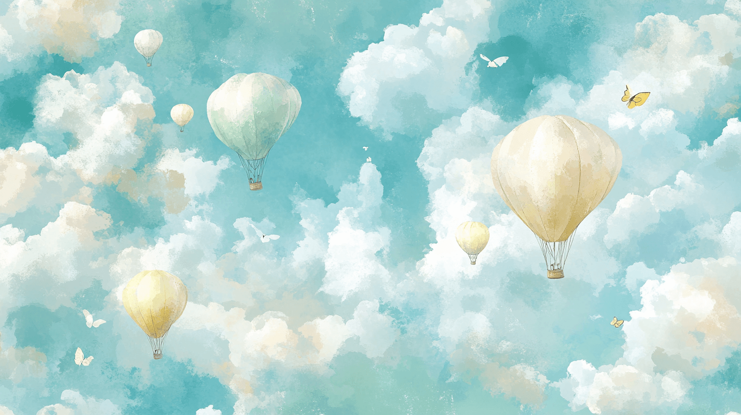 Light Hot Air Balloon and Butterfly Wallpaper | Murals Wallpaper