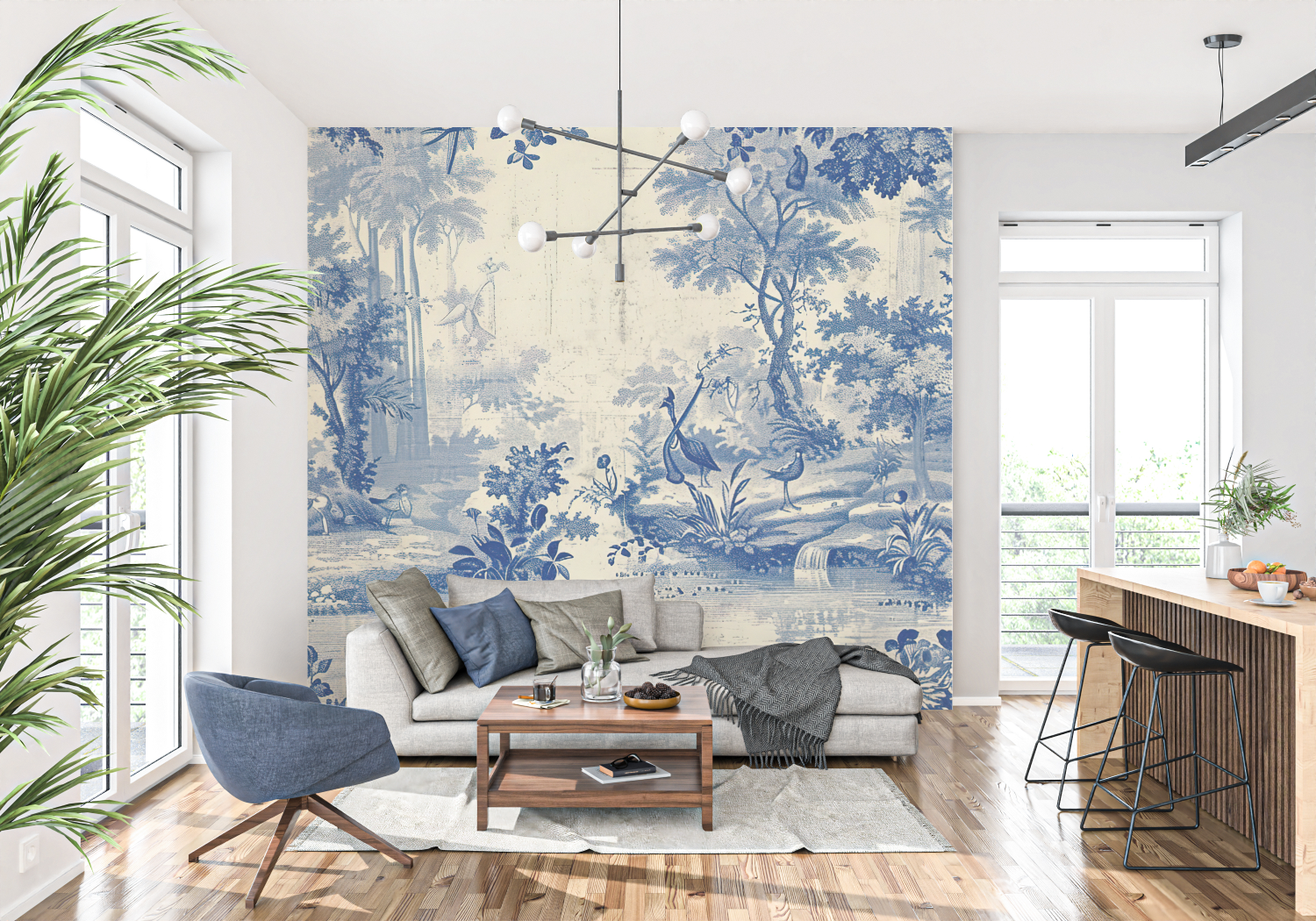 Antique Pond Toile Wallpaper | Murals Wallpaper