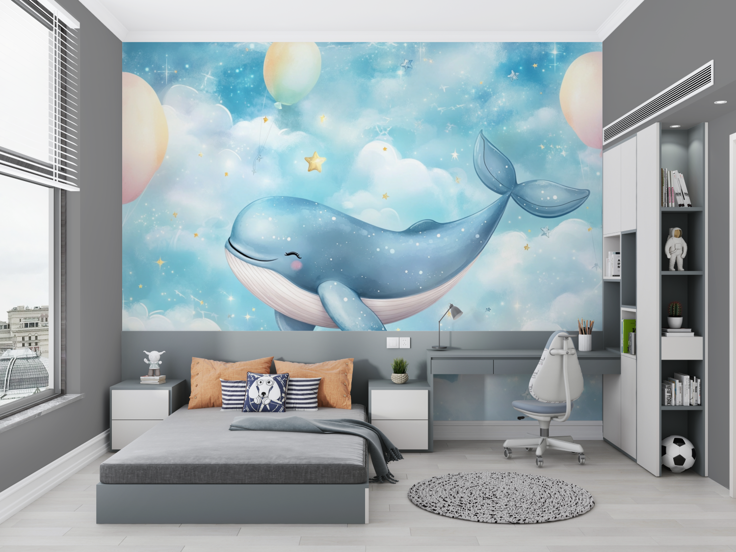 Whale-Themed Cloud Marine Wallpaper | Murals Wallpaper