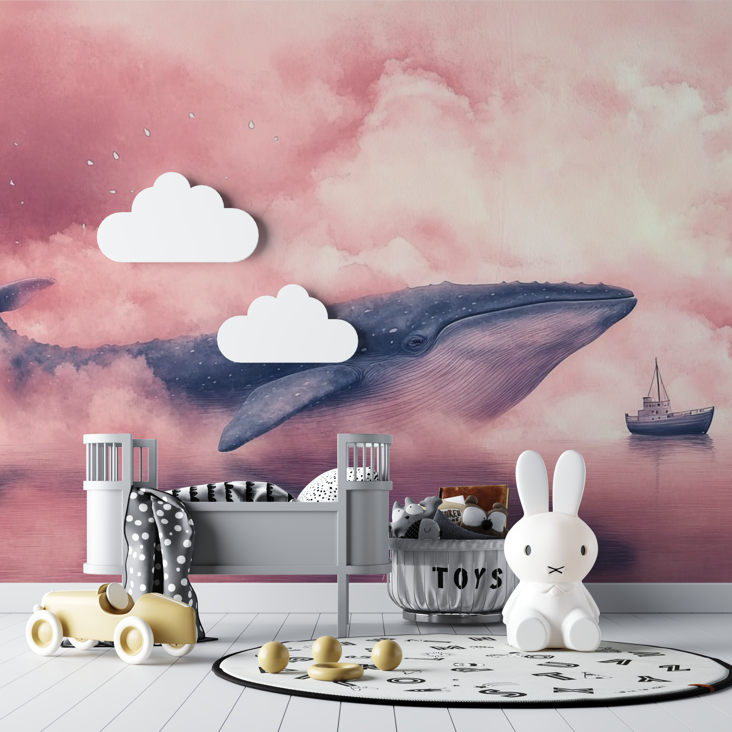 Whale and Boat Wallpaper | Murals Wallpaper