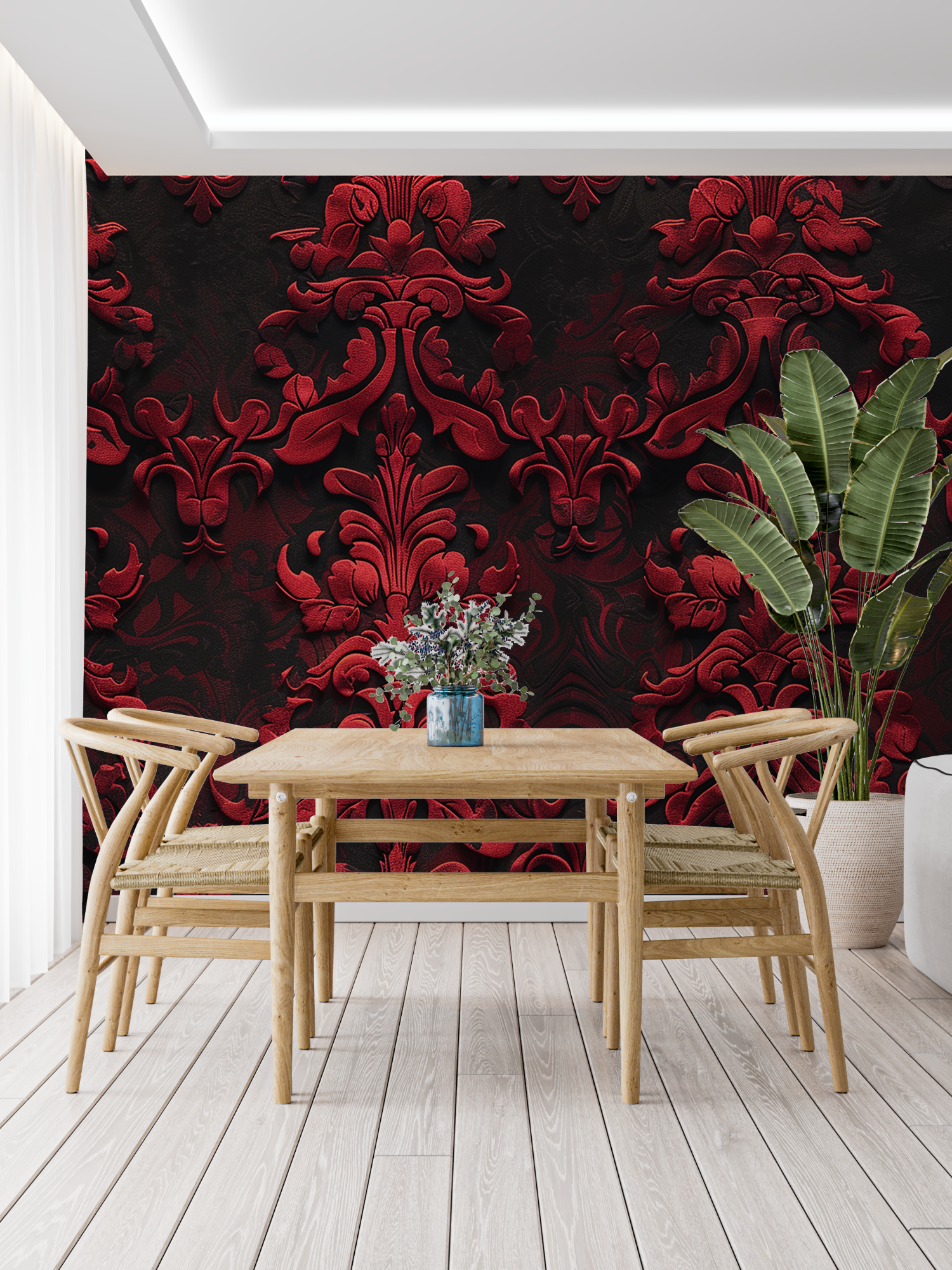 3D Red and Black Baroque Wallpaper | Murals Wallpaper
